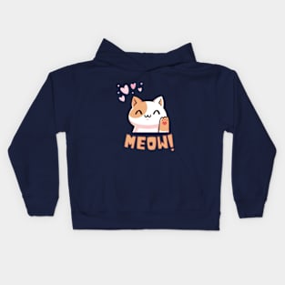 Cute Cat Saying Meow! Kids Hoodie